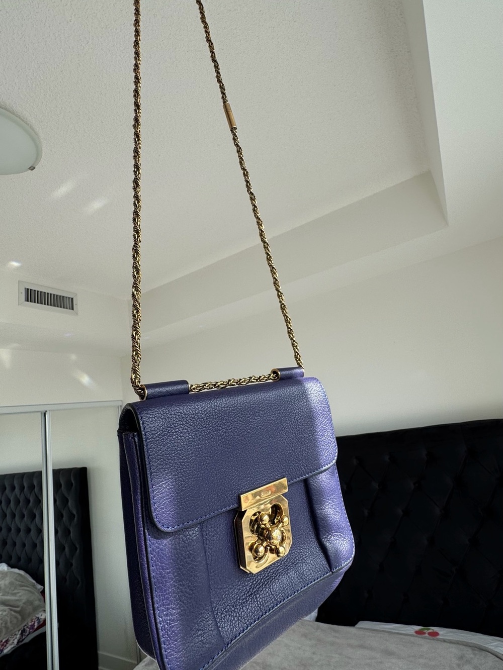 Authentic Chloe Small Purple Leather Bag with Gold Chain - Picture 14 of 15